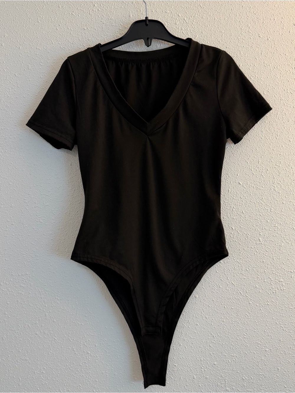 Black womens  V-Neck One-Piece Bodysuit